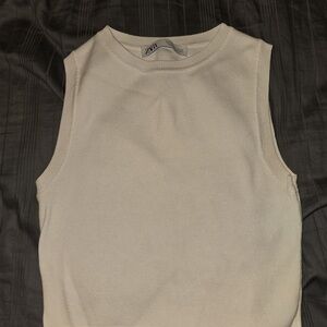 Zara Cream Fitted Tank Top